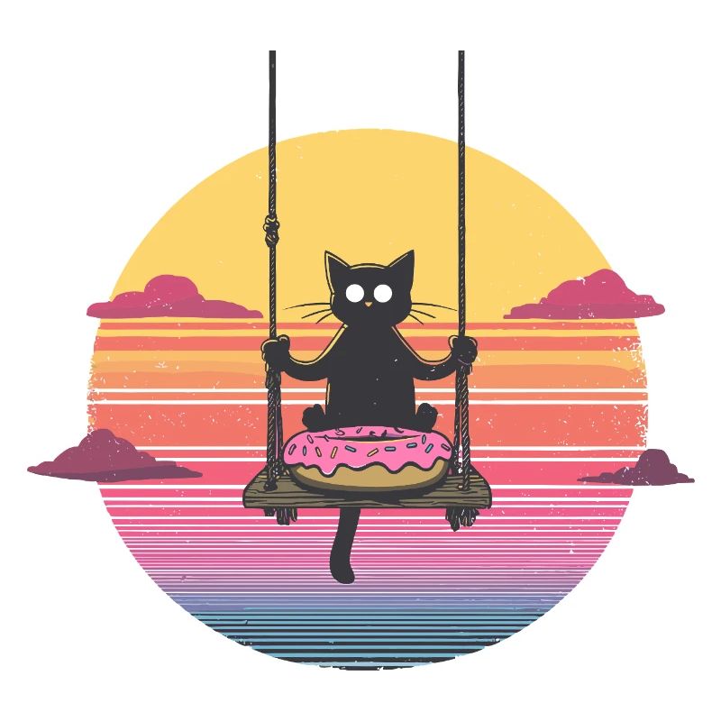 Balançoire de chat au coucher du soleil du beignet