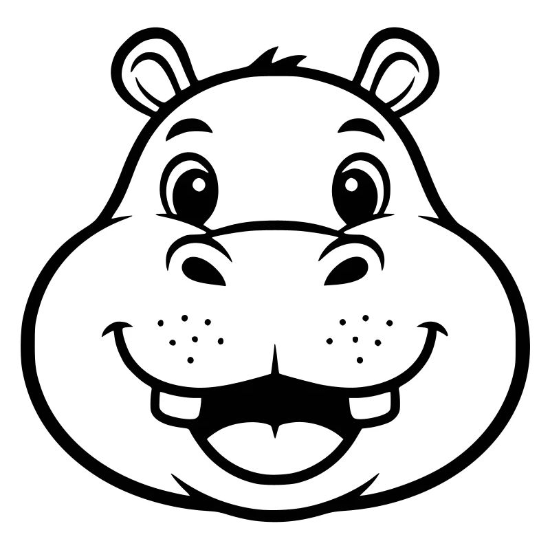 Laughing Hippo Face Head Vector
