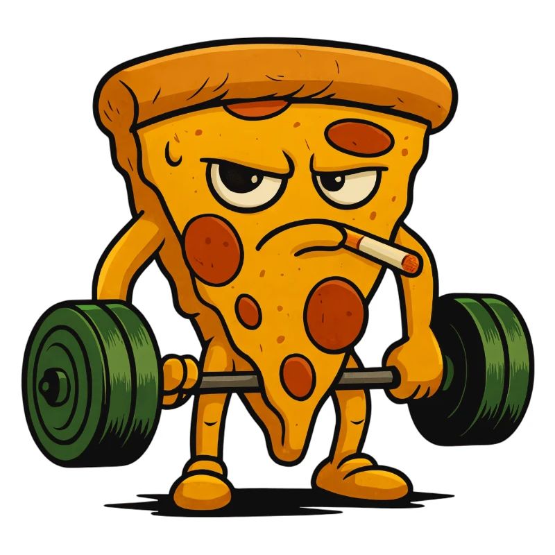 Pizza Slice Lifting Weights Smoking