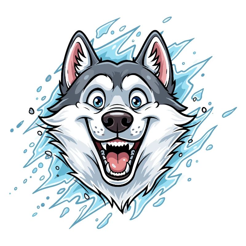 Fröhlicher Wolf Maskottchen Wassersplash