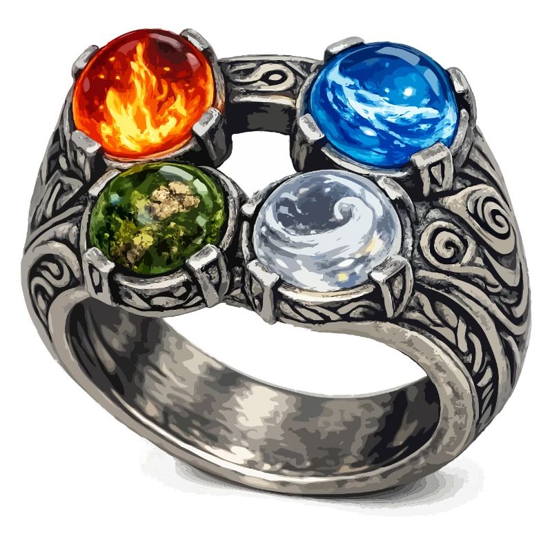 Four Elements Ring with Gemstones