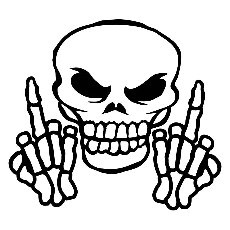 Böser Schädel Mittelfinger zeigen