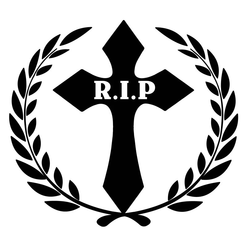 Cross in laurel wreath RIP