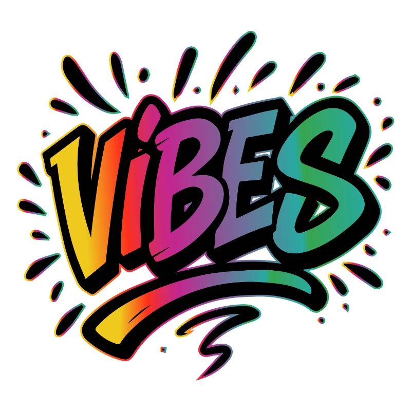 Lettrage graffiti VIBES – Déclaration colorée