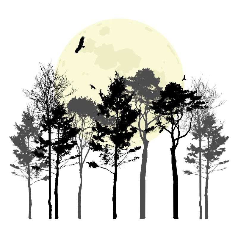 Conception de silhouette de la forêt céleste