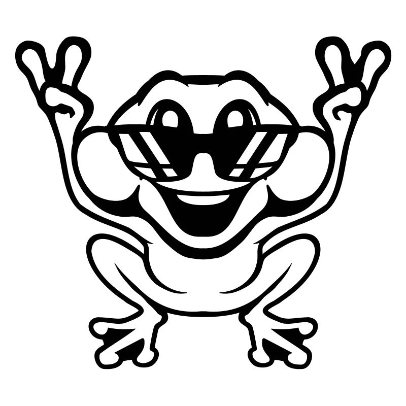 Frog Toad Cool Sunglasses Victory Peace Hands
