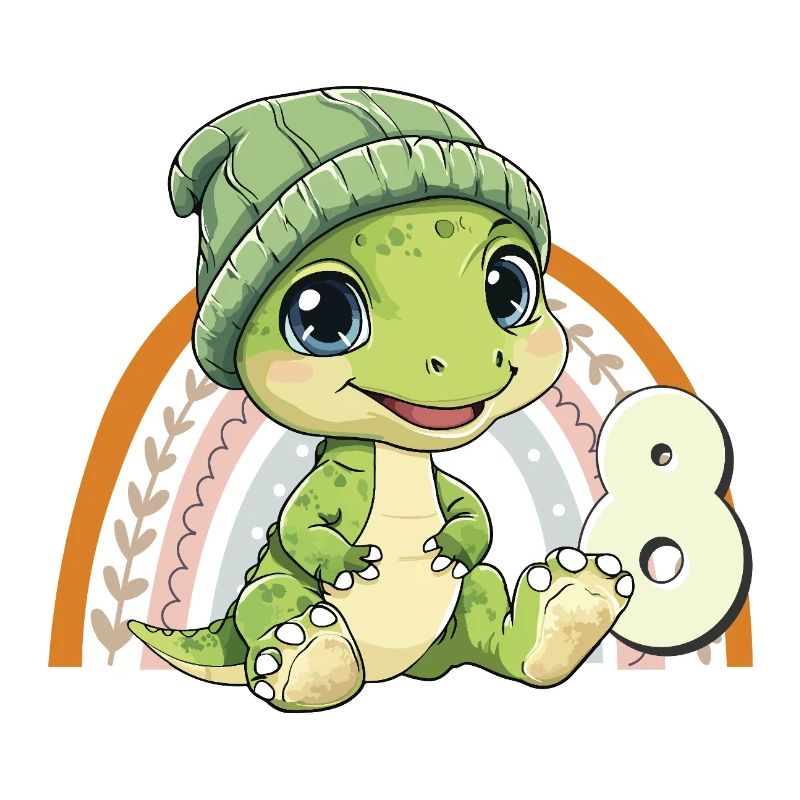 8th Birthday Dinosaur Rainbow Cute Cute
