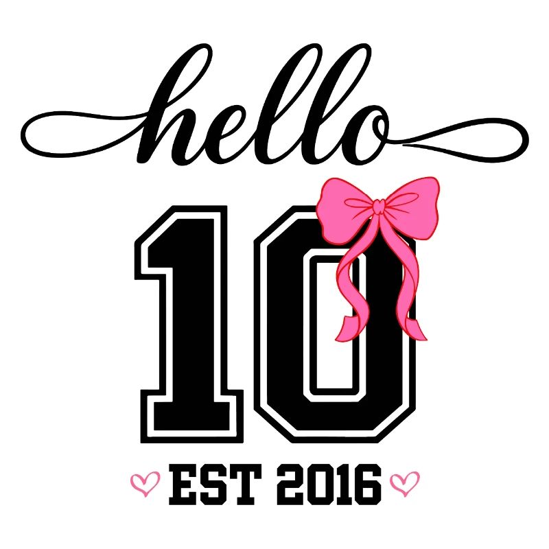 Hello 10 Est 2016 Mädchen Geburtstag Design