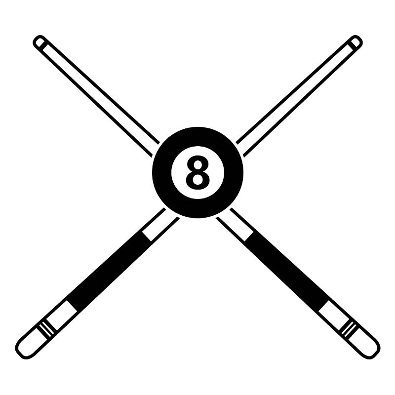 Queue de huit billes croisées avec des bâtons de billard