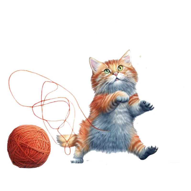 Cat with wool