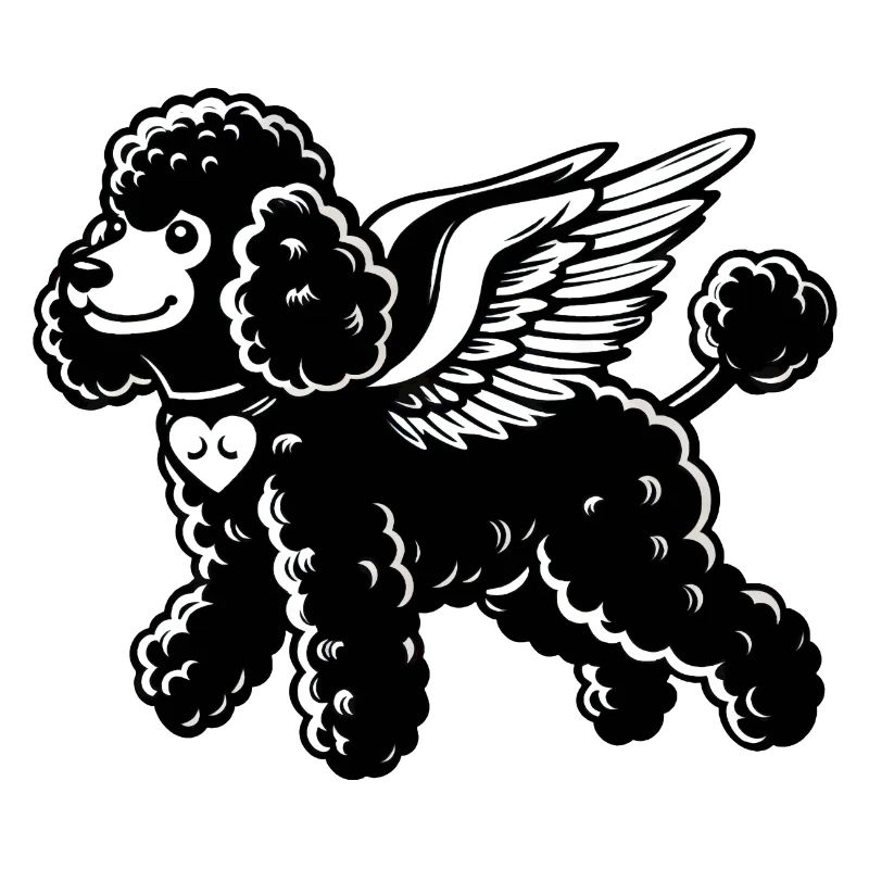 Caniche noir et blanc avec collier et