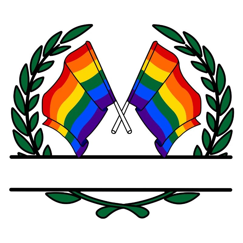 Flags Rainbow laurel wreath banner