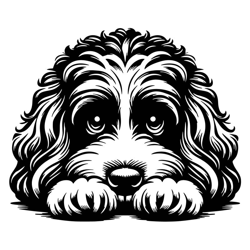 Cavapoo Kopf mit Pfoten