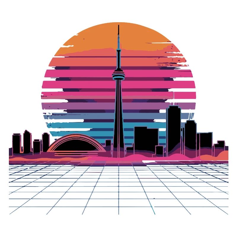 Neon Skyline Retro Sunset