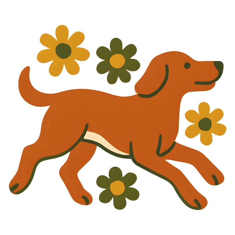 Chien rapide dans le champ de fleurs