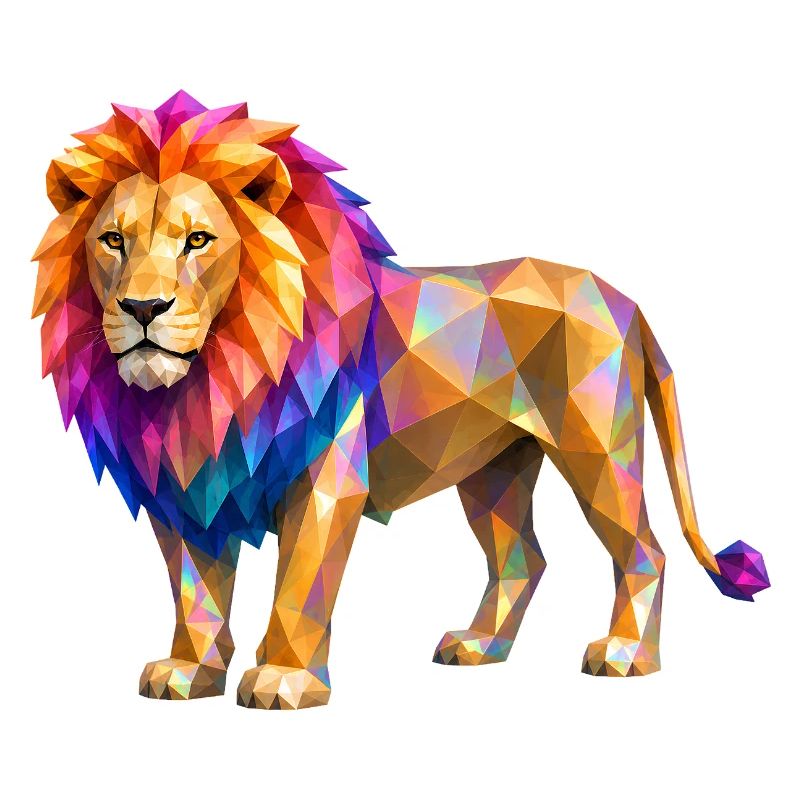 Explosion de couleur de lion polygonal