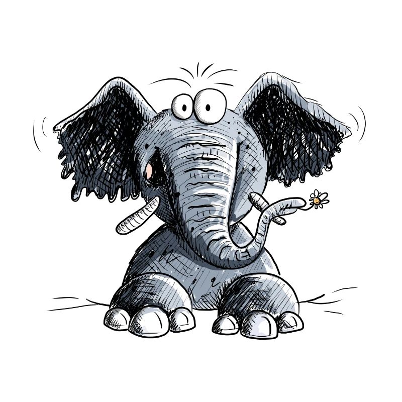 Éléphant heureux avec des fleurs, je Motif éléphant