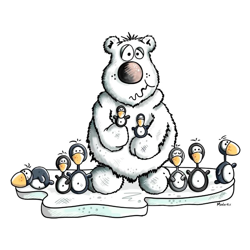 Polar Bear with Penguins