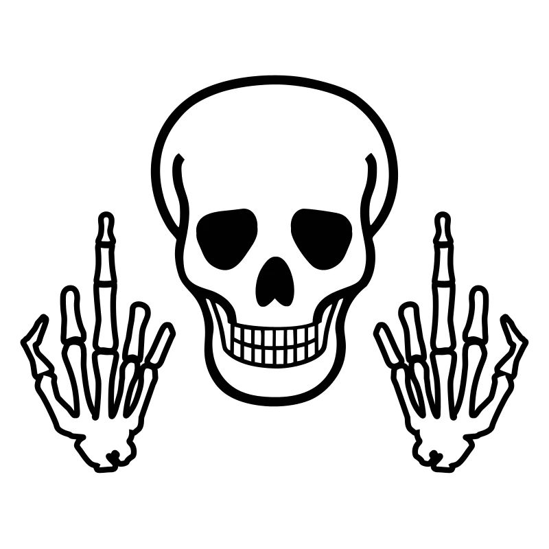 Skull & Middle Finger, 2 coloured