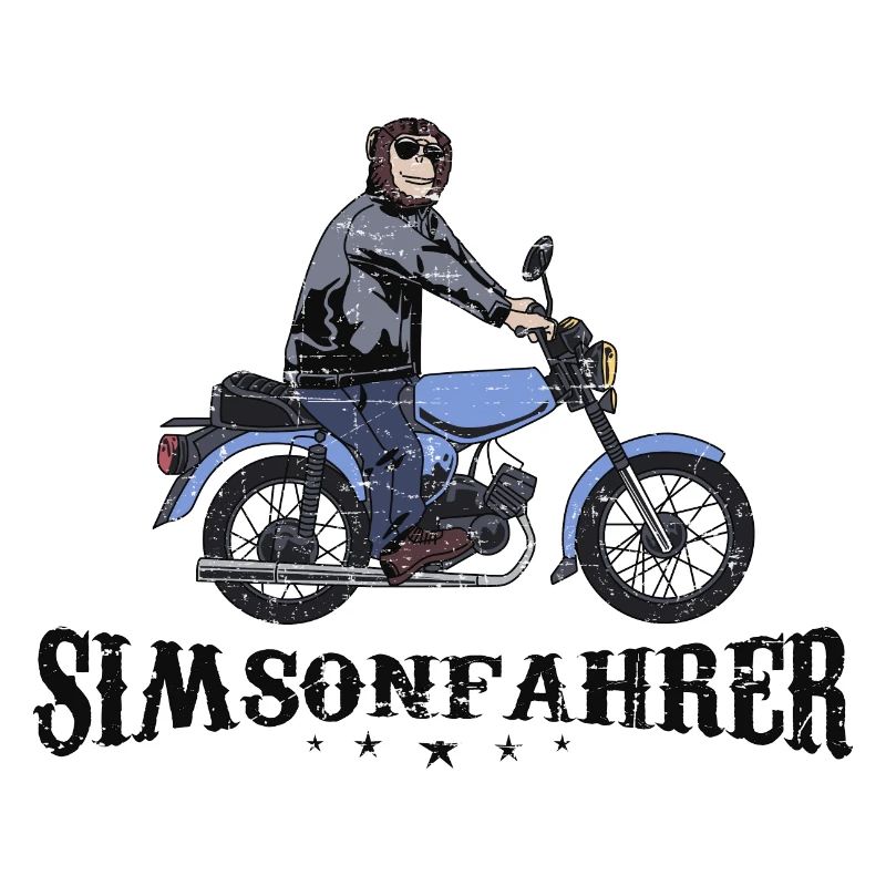 Simsonfahrer Cooler Affe m. Simson DDR Retro Mofa