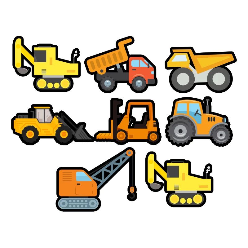 Excavatrice Chantier de construction Ouvrier de construction Camion de construction I Cadeau