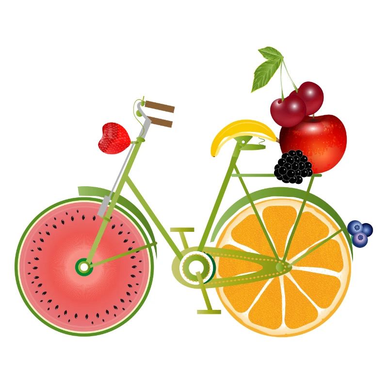 drôle de vélo vert fruité décoré