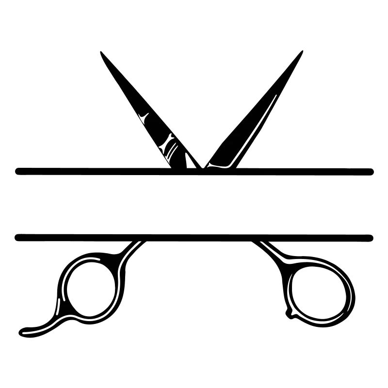 Texte bannière logo coiffeur ouvrir ciseaux