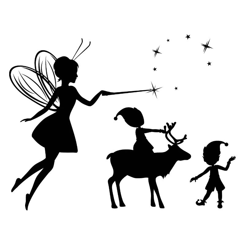 Silhouettes d’une fée et d’elfes