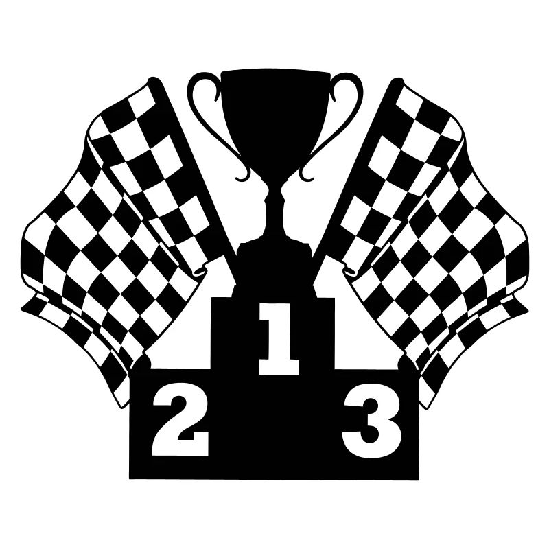 Podium du drapeau de la Coupe de course automobile