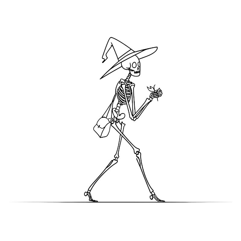 Skeleton Witch with Bag – Magic Line Graphic