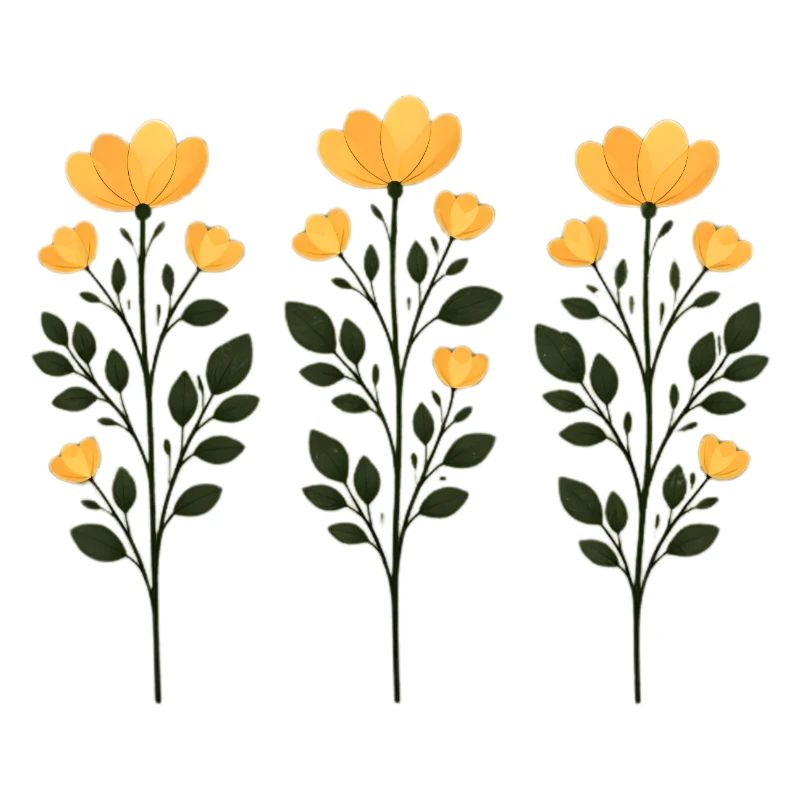 Drei goldene Blumenzweige