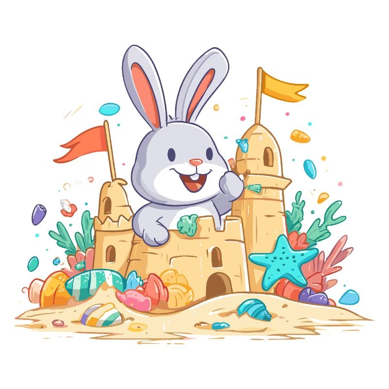 Summer bunny at the sandpit