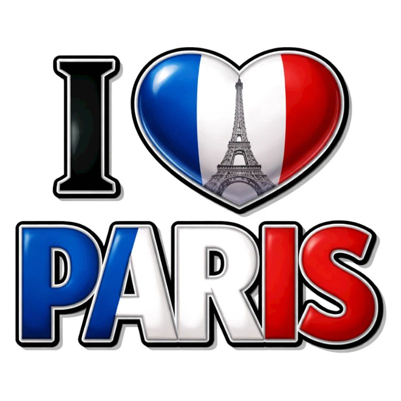 Ich liebe Paris – Trikolore, Herz und Eiffelturm