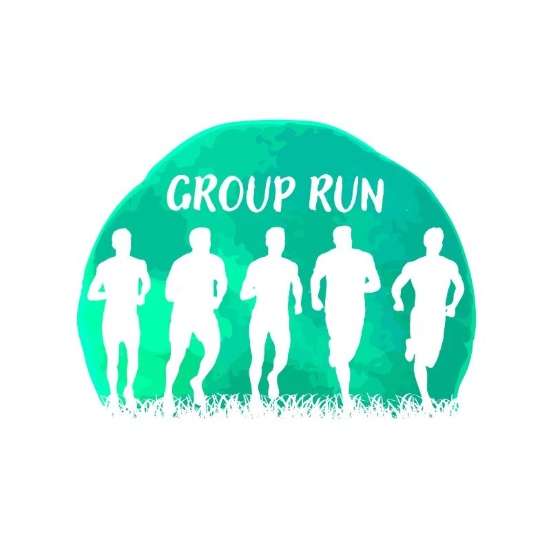 Group Run Group run in a team with grass and moon