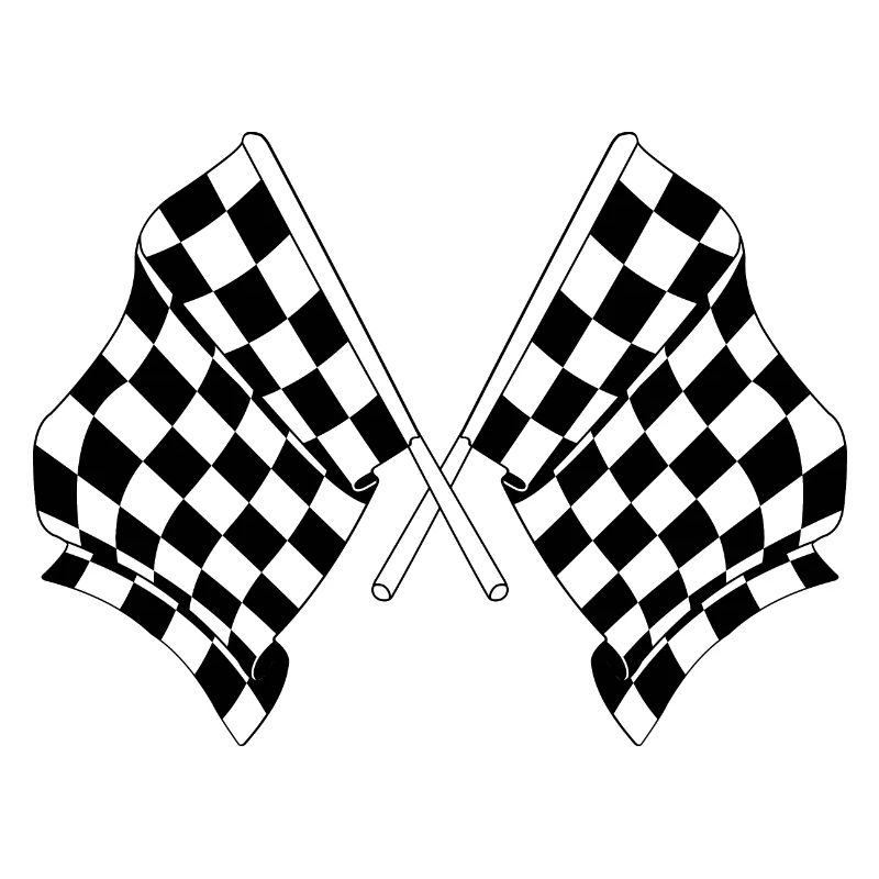 Deux drapeaux de course automobile croisés départ arrivée