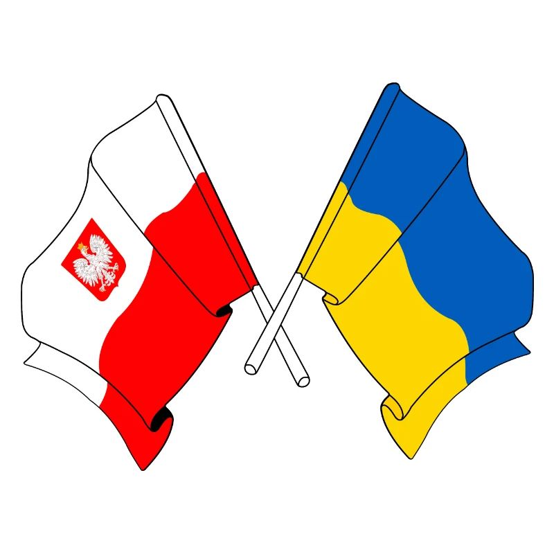 Drapeau de la Pologne, drapeau de l’Ukraine traversé
