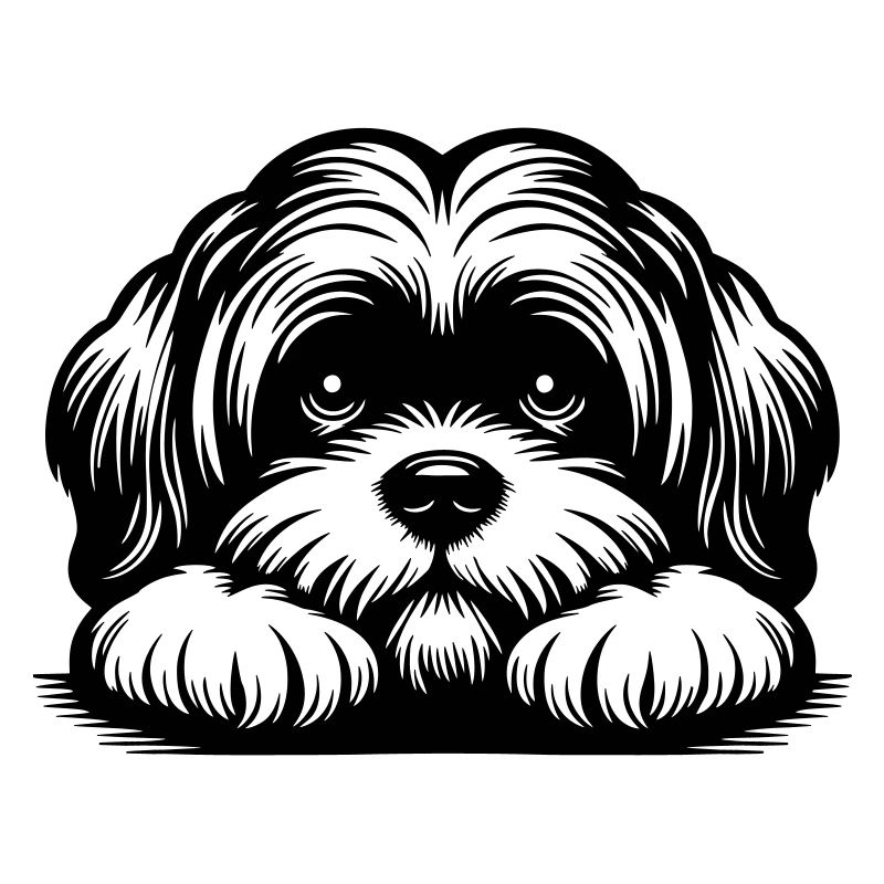 Lhasa Apso Head with Paws