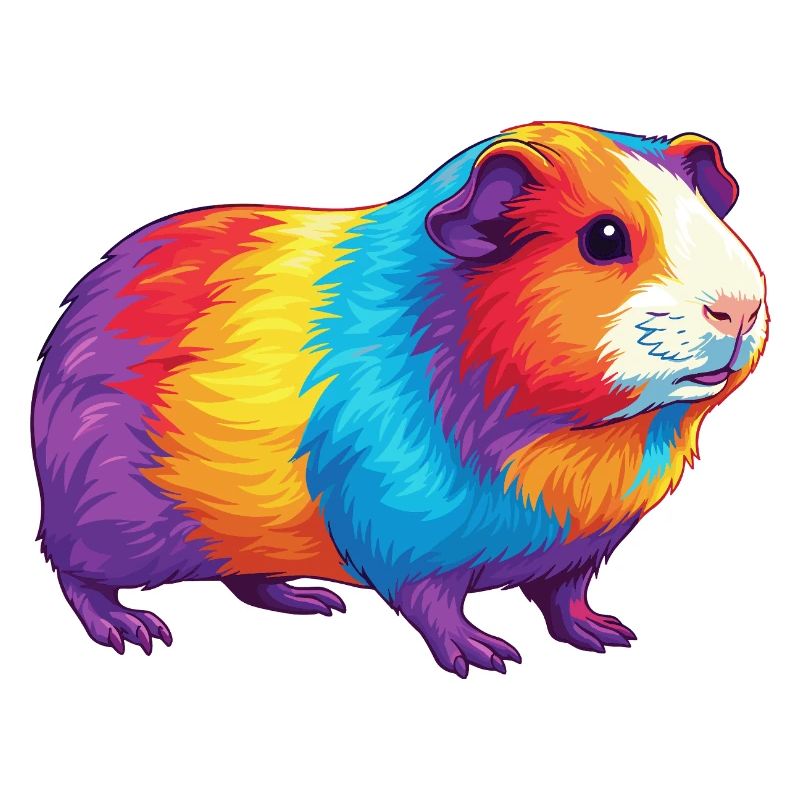 Aquarelle colorée Pop Art arc-en-ciel de cochon d’Inde
