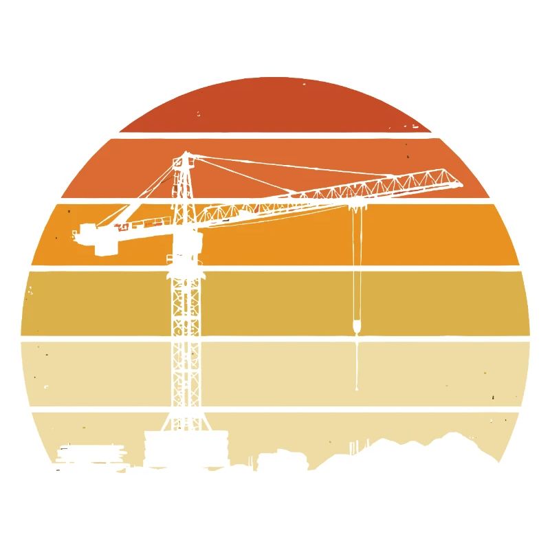 Crane Operator Retro Design – Construction Site & Construction Crane