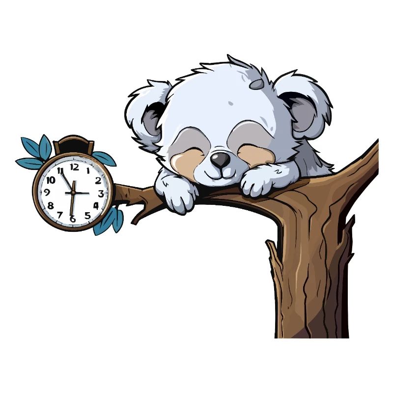 Sleeping koala on the clock branch