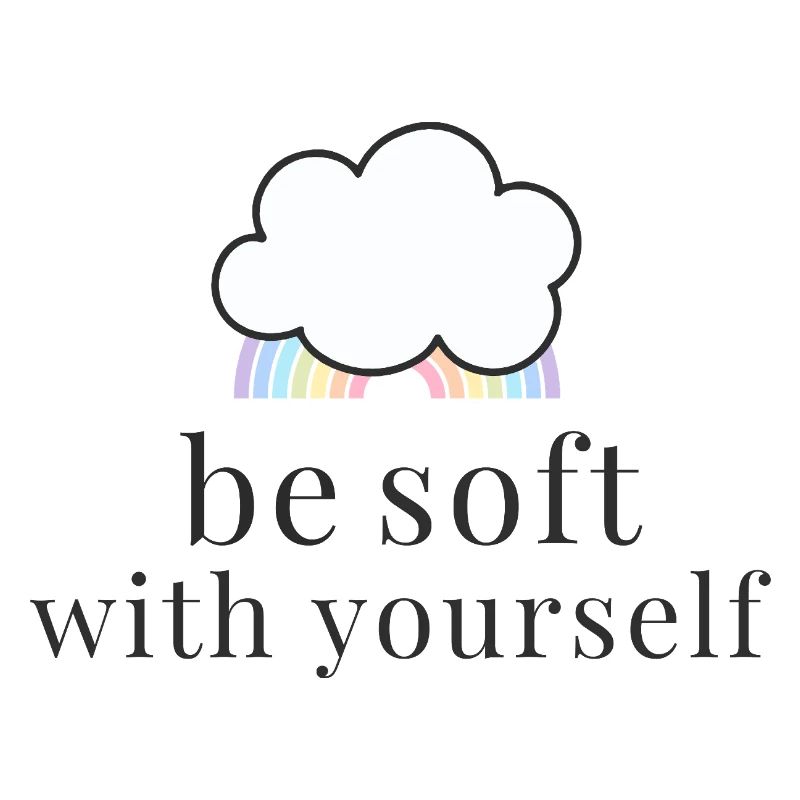 Sois doux avec toi-même Nuage avec Pastel Rainbow