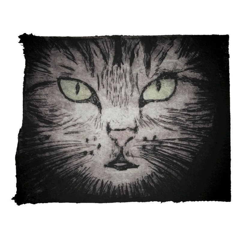 Cat Black - Gravé à la main imprimable