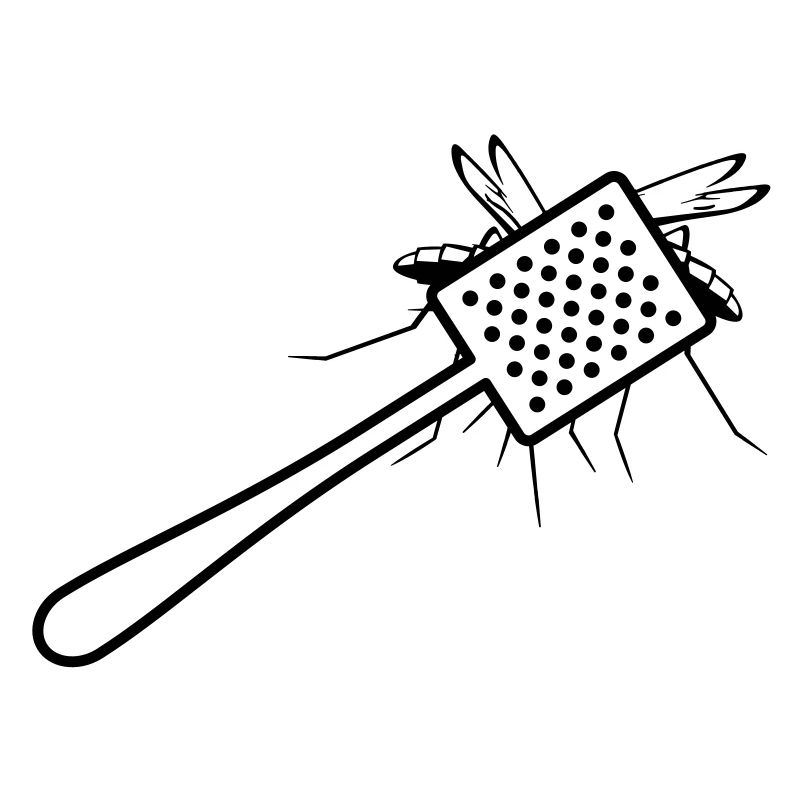 A fly swatter kills a mosquito