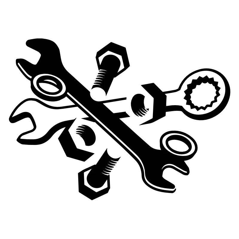 Screws, nuts and wrench