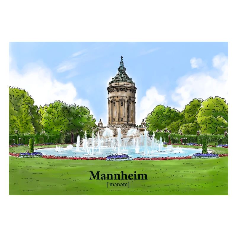 Wasserturm Mannheim Aquarell