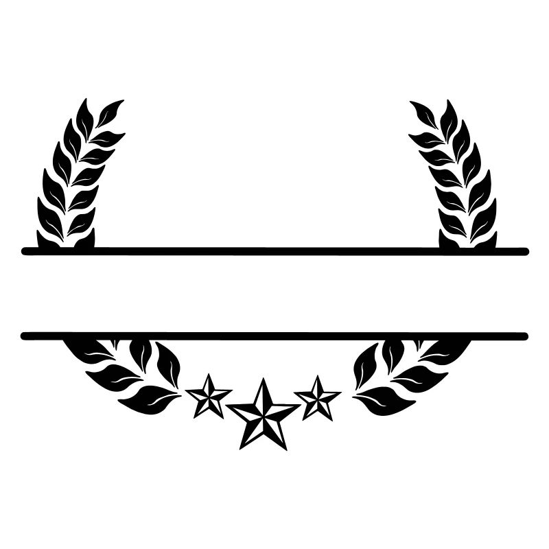 Laurel wreath under three stars