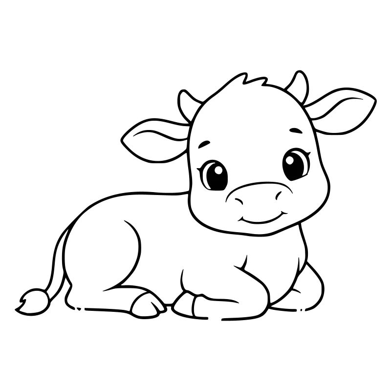 Silhouette du bébé vache veau allongée