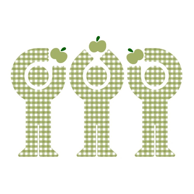 Green Gingham Minis Apple Figures