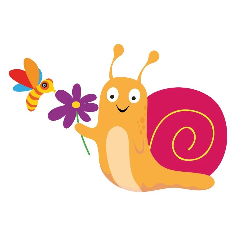 Escargot avec fleur et abeille