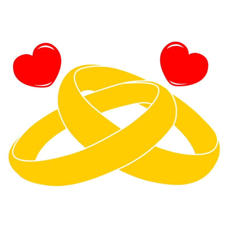 Goldene Eheringe mit Herzen